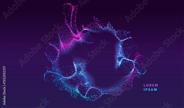 Obraz A.I. Technology particles banner. Dots explosion ai big data neon round background. Artificial Intelligence futuristic circles connect design.