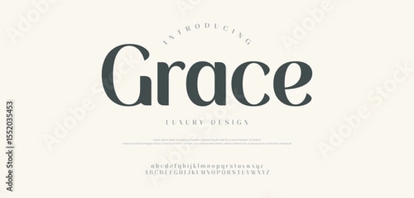 Fototapeta Grace Modern abstract digital tech font. Logo creative font, type, technology, movie, digital, music, movie. Font and illustration in vector format.
