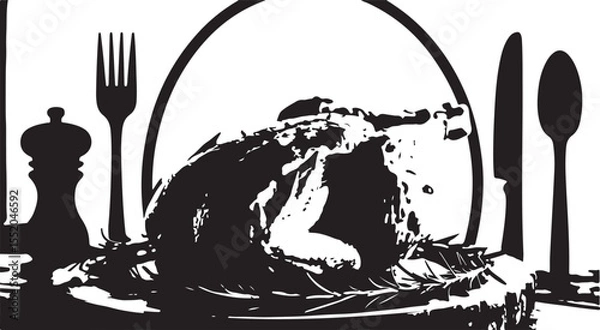 Fototapeta Chicken meat set. Collection icon chicken meat. Vector