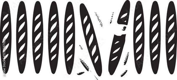 Fototapeta Bread bakery baking silhouette icon vector set