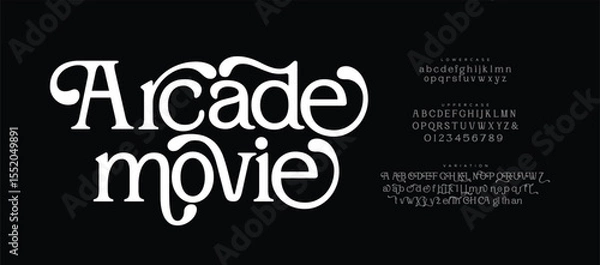 Fototapeta Arcade movie, Minimal modern logo alphabet font. Typography abstract minimalist sans serif technology, electronic, digital, music, movie, creative logos fonts. vector illustration
