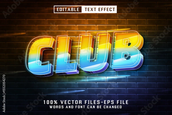 Fototapeta Club Neon Text - Editable Text Effect