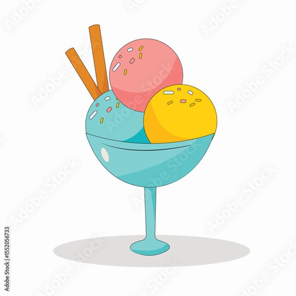 Obraz ice cream bowl with three scoops of ice cream