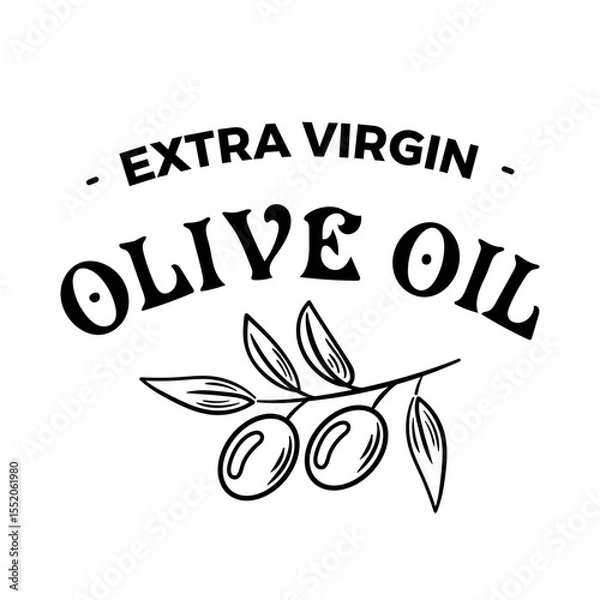 Obraz This vector illustration showcases an exquisite olive branch paired with a sophisticated olive oil label, highlighting the harmony of nature and elegance, ideal for Mediterranean-themed designs.