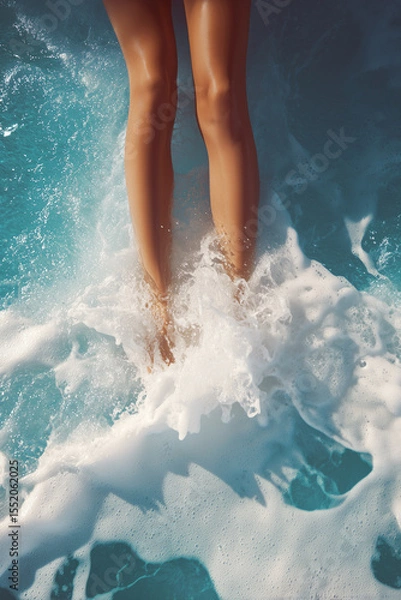 Obraz female legs with a waves in the water