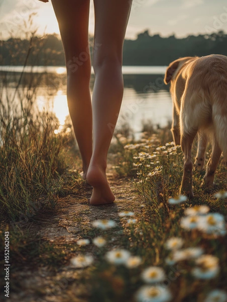 Obraz walking on the beach at sunset