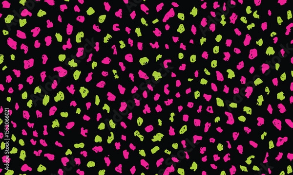 Fototapeta Neon pink and neon green leopard print pattern on a black background, a seamless repeating pattern, a seamless repeating pattern design, a seamless overlay, in a minimalistic vector art style