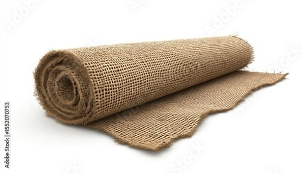 Fototapeta Vintage Brown Hemp Rope Upholstery Fabric With Rustic Canvas Texture For Sackcloth Or Blanket Weave Wallpaper. Beige Burlap Haircloth And Old Carpet Design.