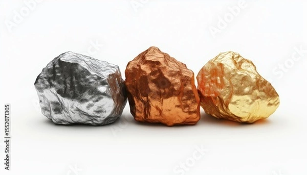 Fototapeta Precious Metal Ore Lump: A Mix Of Gold, Silver, And Copper - A Valuable Discovery In Mineral Deposits.