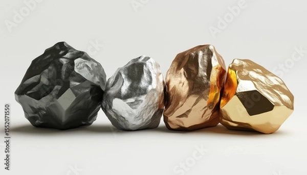 Fototapeta Solid Nugget Of Unadulterated Gold, Silver, And Copper Ore Mixture, Natural Mineral Formation With Precious Metal Composition For Exploration And Study.