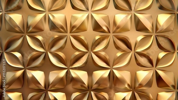 Fototapeta modern and artistic golden decorative element with sleek geometric shapes and engraved symmetrical patterns