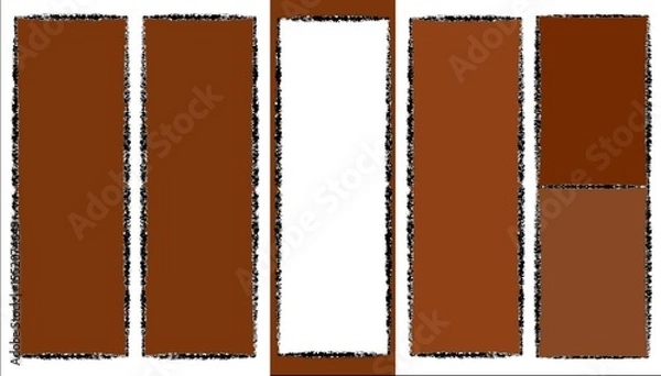 Fototapeta Abstract brown color blocks with one white rectangle in the center  
