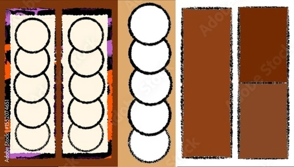 Fototapeta Abstract composition of geometric shapes in earthy tones  