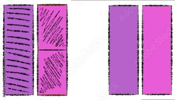 Fototapeta Abstract purple geometric shapes with varied textures and patterns  