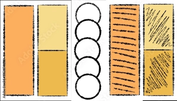 Fototapeta Abstract geometric shapes in warm colors on light background  