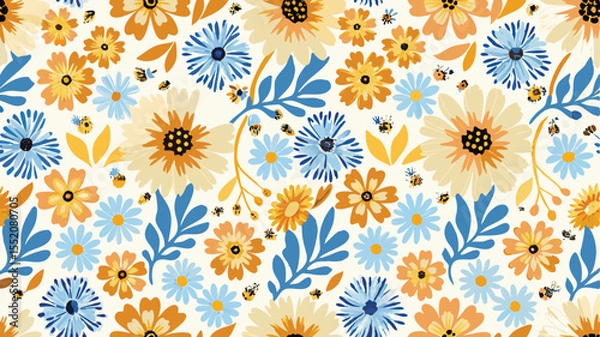 Fototapeta A Seamless Botanical Pattern Featuring Hand - Seamless Animal Print Vector