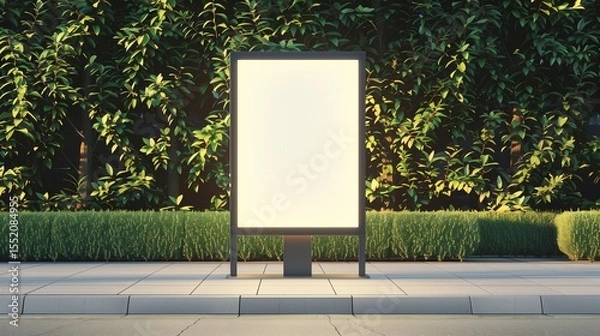 Fototapeta minimalist sandwich board with a crisp, white blank screen, standing on a clean, modern sidewalk