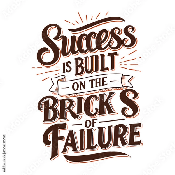 Fototapeta Motivational Quote 'Success is built on the bricks of Failure' Vintage Lettering