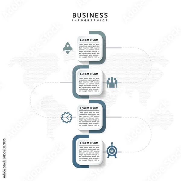Fototapeta Vector business Presentation Connecting Steps Infographic Template