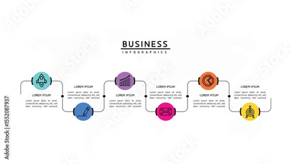 Fototapeta Vector business Presentation Connecting Steps Infographic Template