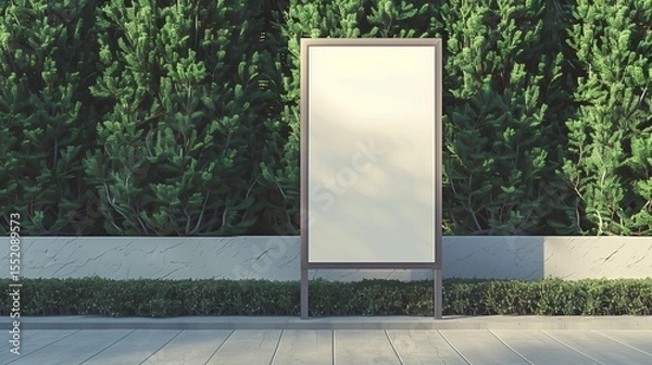 Fototapeta minimalist sandwich board with a crisp, white blank screen, standing on a clean, modern sidewalk