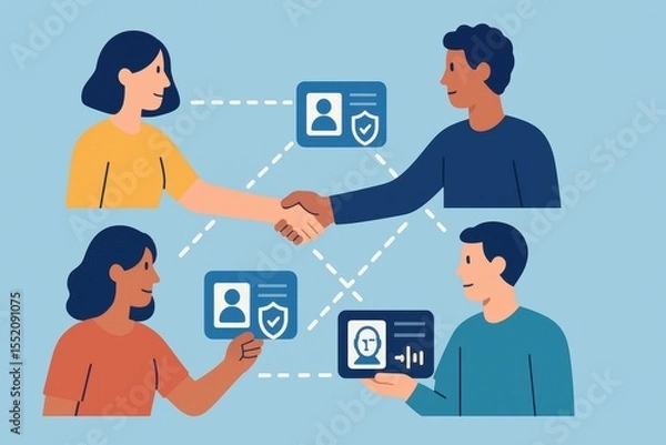 Fototapeta Business Collaboration and Network Building with People Shaking Hands and Sharing Information
