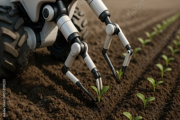 Obraz Robotic Farming Technology Enhances Agriculture Productivity with Automation in Crop Management