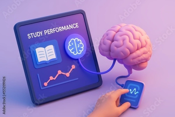 Fototapeta Study Performance Analysis with Brain Graph and Hand Interaction in Modern Educational Concept