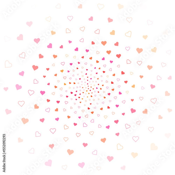 Fototapeta A swirling pattern of small hearts in pastel shades of pink and peach, creating a cheerful and whimsical visual effect.