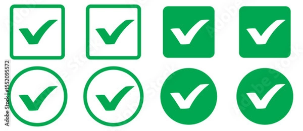 Fototapeta Check box icon with correct, accept checkmark icons, tick box checked. Approve symbol. Check mark icon vector design. Green check mark icon. Green tick symbol. Vector check icon