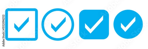 Fototapeta Check box icon with correct, accept checkmark icons tick box checked. Approve symbol. Check mark icon vector design. Blue check mark icon. Blue tick symbol. Vector check icon