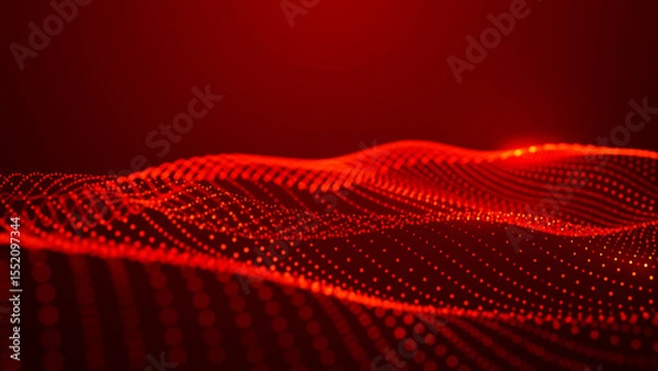 Obraz Dynamic and mesmerizing red wave patterns of light, energy and artistic expression, evoking a sense of energy and innovation. Wide format vector illustration.