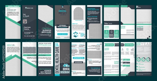 Fototapeta Modern Corporate Brochure and Flyer Template Set – Professional Business Design Layouts with Geometric Elements, Placeholders, and Editable Text

