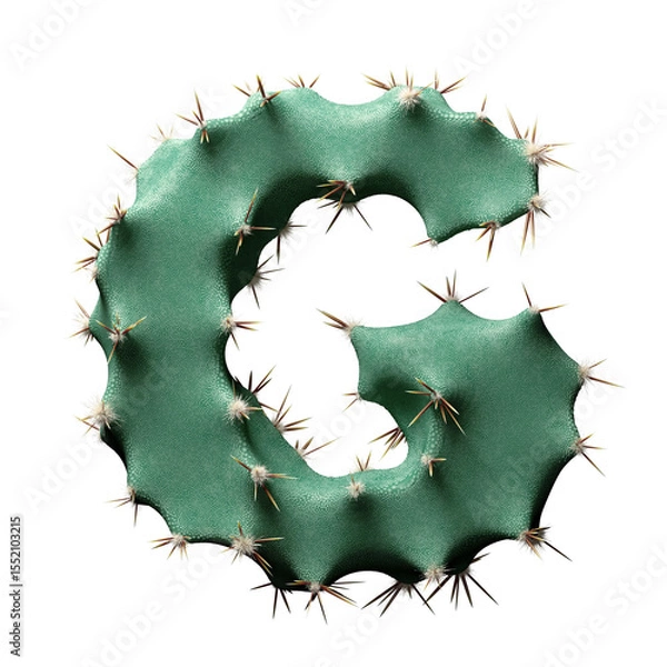 Fototapeta Creative Cactus-Inspired Letter G Design with Green Texture and Spikes