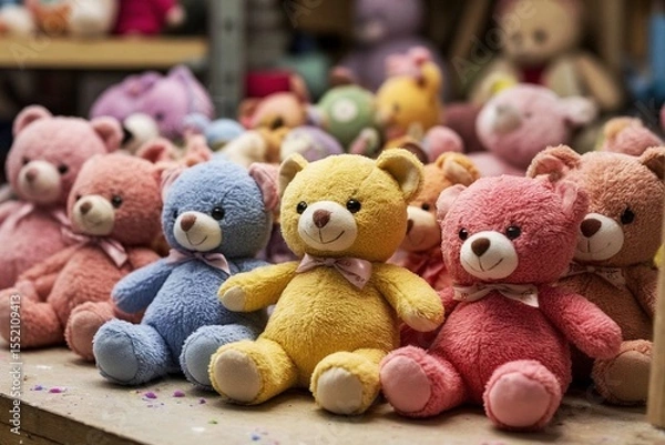 Obraz Teddy bears at the toy factory 