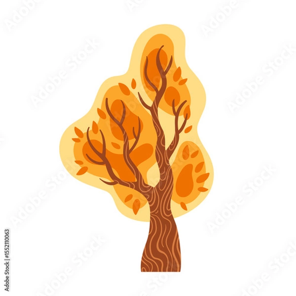 Obraz vector illustration features a stunning autumn tree with vibrant orange, red, and yellow leaves. Its intricate details capture the essence of fall, making it ideal for seasonal designs and decorations