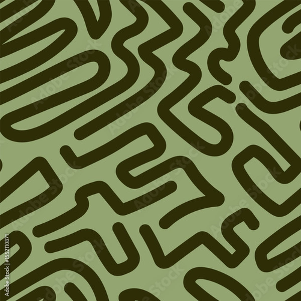 Obraz Seamless pattern with zigzag smooth lines forming an abstract ornament in shades of green. Vector illustration for designing your textile prints in an abstract style. For abstract patterns for fabric 