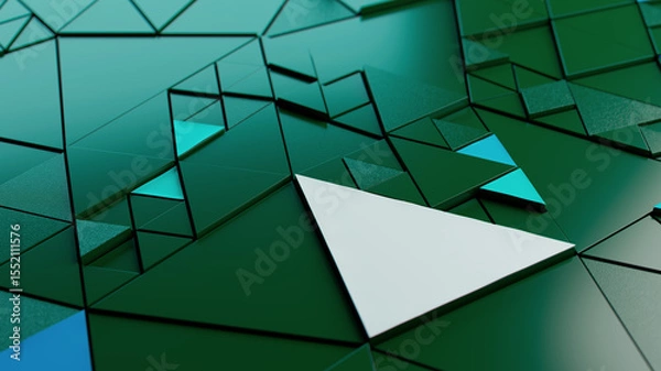 Fototapeta Emerald Geometry: A Dance of Triangles and Polygons