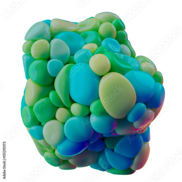 Fototapeta Abstract Biochemical Representation of Green Cells in a Transparent Membrane