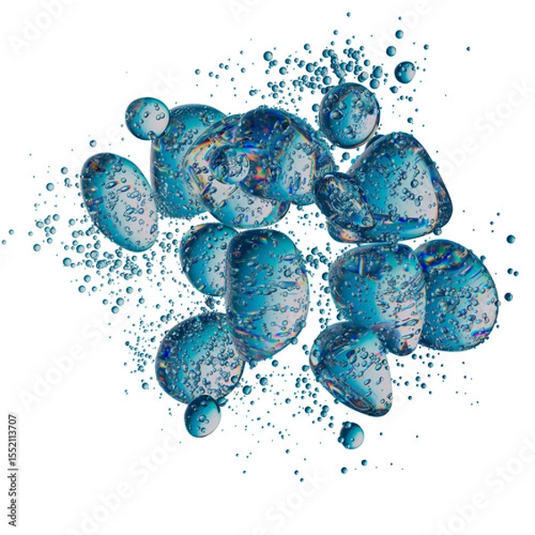 Fototapeta Abstract Water Bubbles in Motion with a Transparent Background
