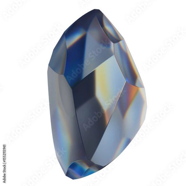 Fototapeta Abstract Multicolored Faceted Crystal Render on White Background