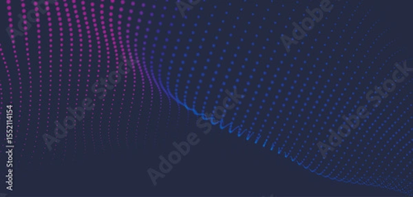 Obraz Abstract background with dynamic color wave. Futuristic dotted wave of bright particles. Colorful background for presentation design. Wide format vector illustration. Weave effect.