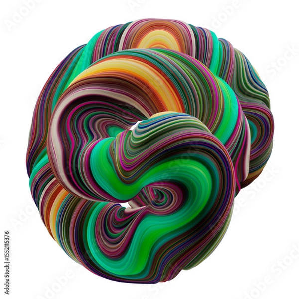 Fototapeta Abstract Swirled Torus With Vibrant Reds and Greens
