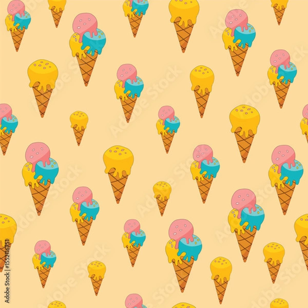Obraz summer seamless pattern with ice cream in waffle cones