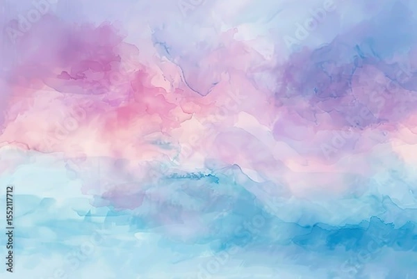 Obraz Watercolor painting with blended pastel hues of pink purple and blue creating soft lines