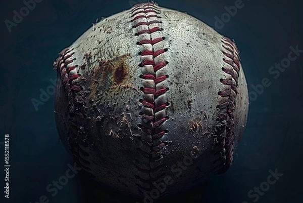 Obraz Worn baseball close up dark background