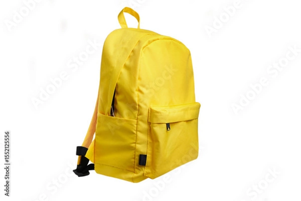 Obraz Yellow backpack side view isolated on white background