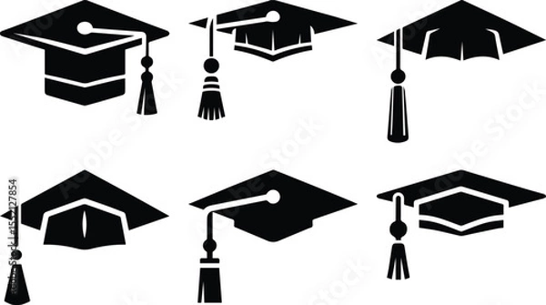Obraz Graduation cap bundle silhouette icon vector art