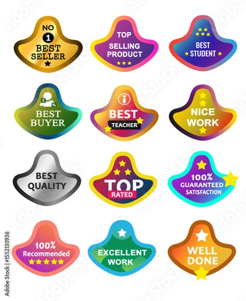 Fototapeta Each of the 12 appreciation icons is embellished with either a gradient or diverse strokes, each with a stroke size of 40 pixels.