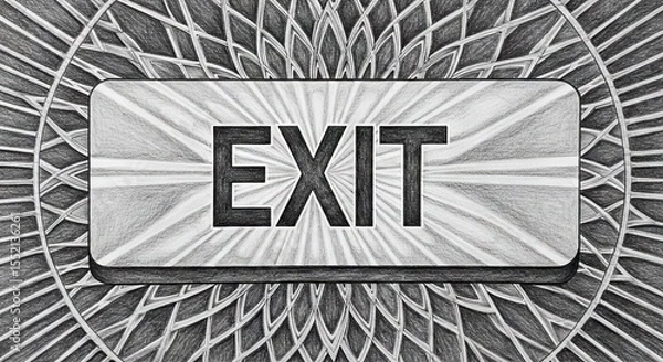 Fototapeta Decorative exit sign with embossed design and intricate pattern  